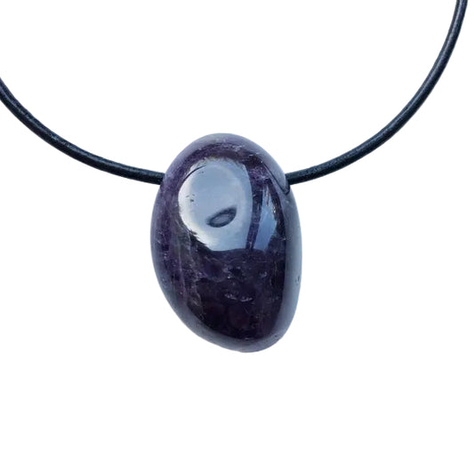 Amethyst Edelstein Kette mit Lederband