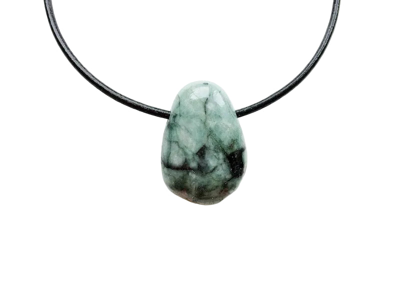 Smaragd Edelstein Kette mit Lederband