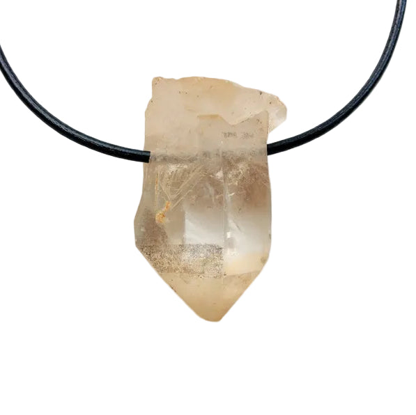 Hämatitquarz Spitze Edelstein Kette mit Lederband