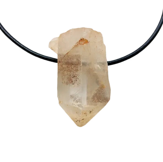 Hämatitquarz Spitze Edelstein Kette mit Lederband