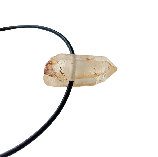 Hämatitquarz Spitze Edelstein Kette mit Lederband