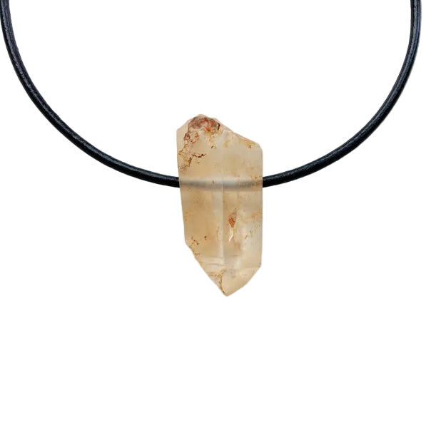 Hämatitquarz Spitze Edelstein Kette mit Lederband