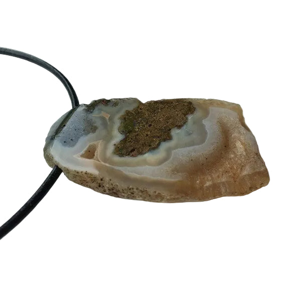 Achat Scheibe Edelstein Kette mit Lederband