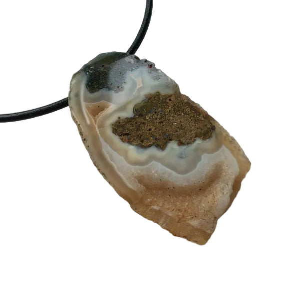 Achat Scheibe Edelstein Kette mit Lederband