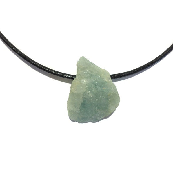 Aquamarin Rohstein Kette Edelstein mit Lederband