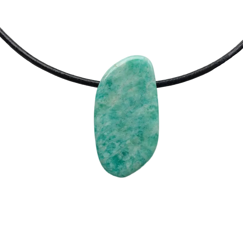 Amazonit Edelstein Kette mit Lederband