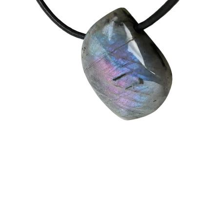 Labradorit Edelstein Kette mit Lederband
