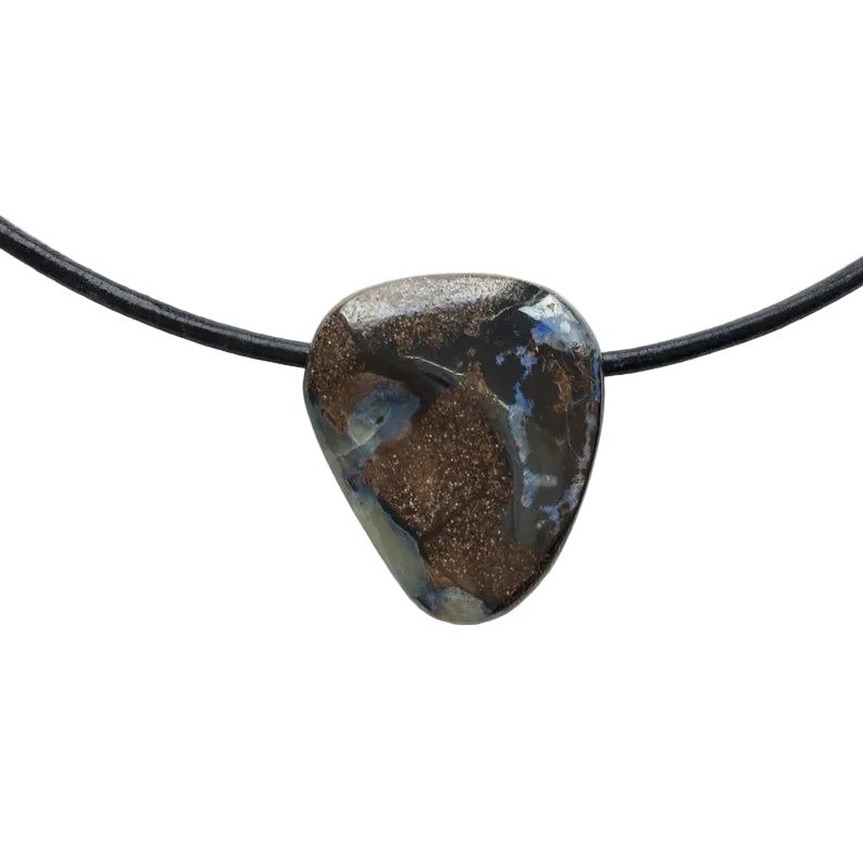 Boulder Opal Edelstein Kette mit Lederband