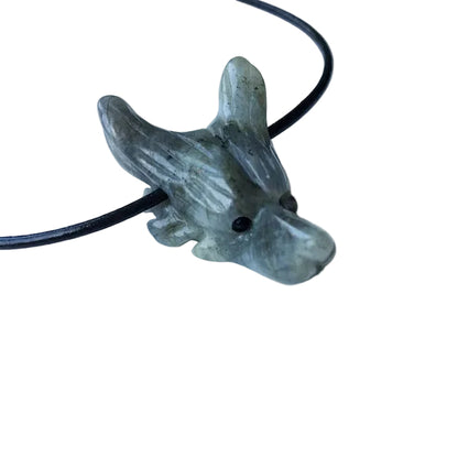 Labradorit Drache Edelstein Kette mit Lederband