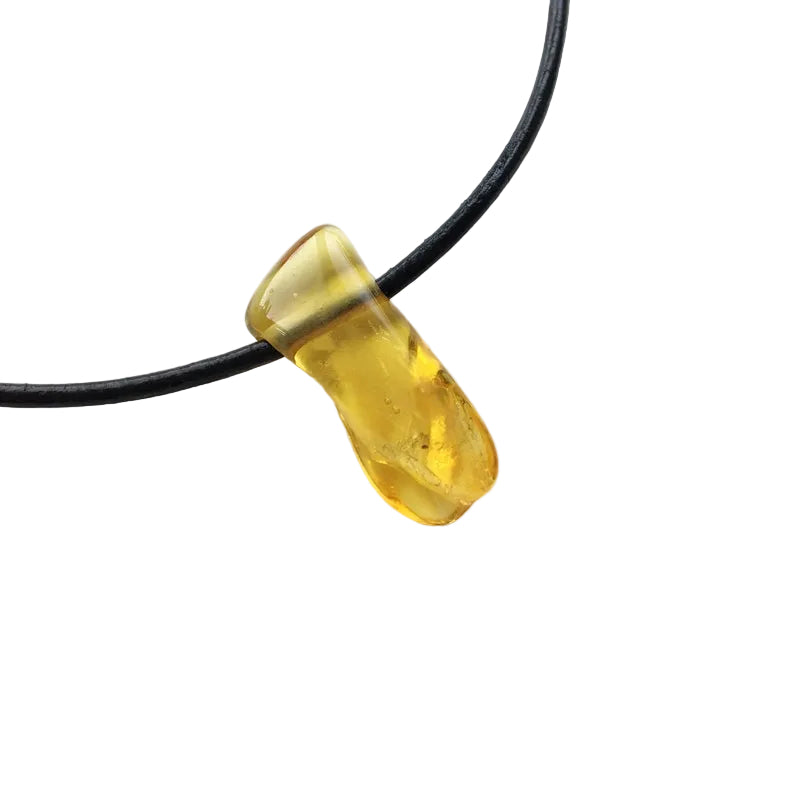 Bernstein Edelstein Kette mit Lederband