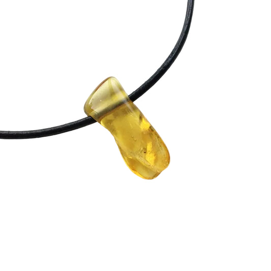 Bernstein Edelstein Kette mit Lederband