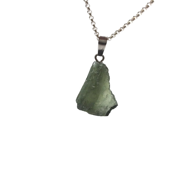 Moldavit Anhänger 925 Silber Edelstein Kette