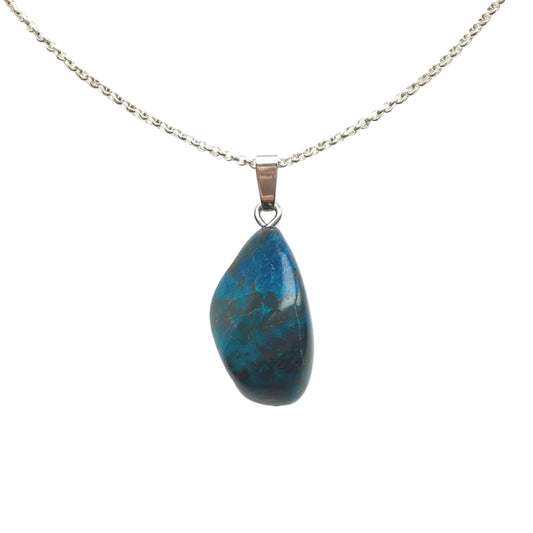 Chrysokoll Anhänger 925 Silber Edelstein Kette