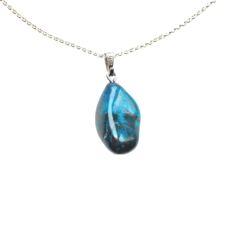 Chrysokoll Anhänger 925 Silber Edelstein Kette