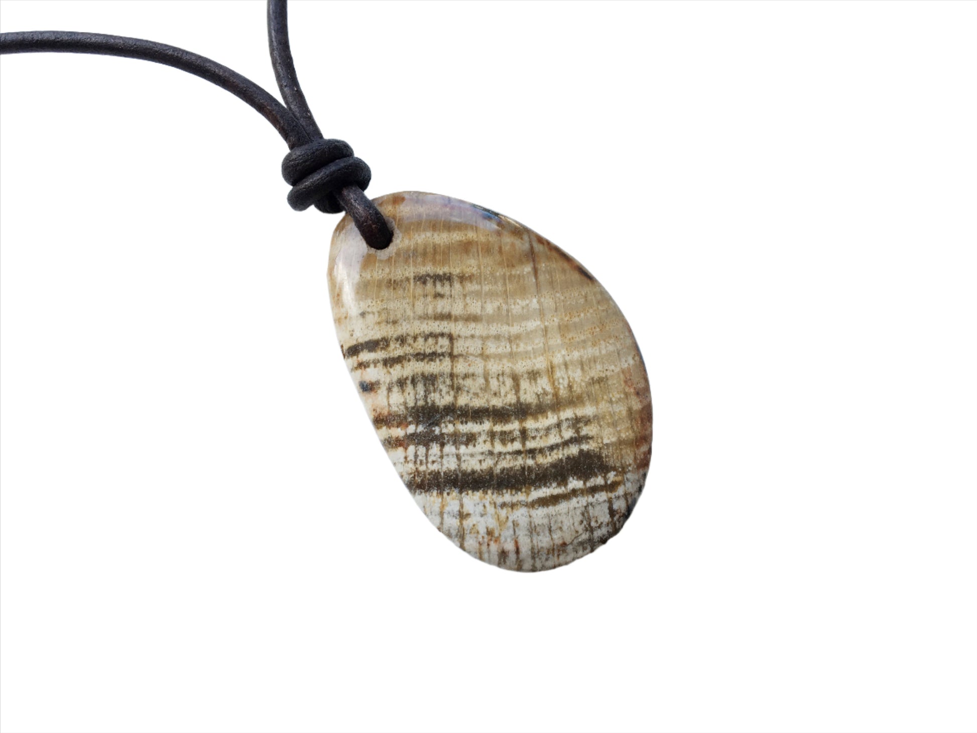 Versteinertes Holz Kette  Edelstein mit Lederband