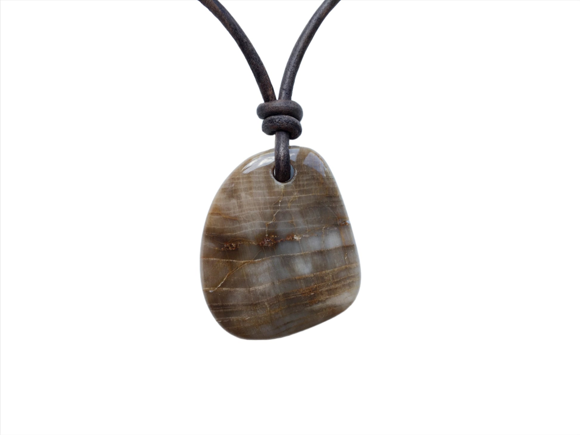 Versteinertes Holz Kette  Edelstein mit Lederband