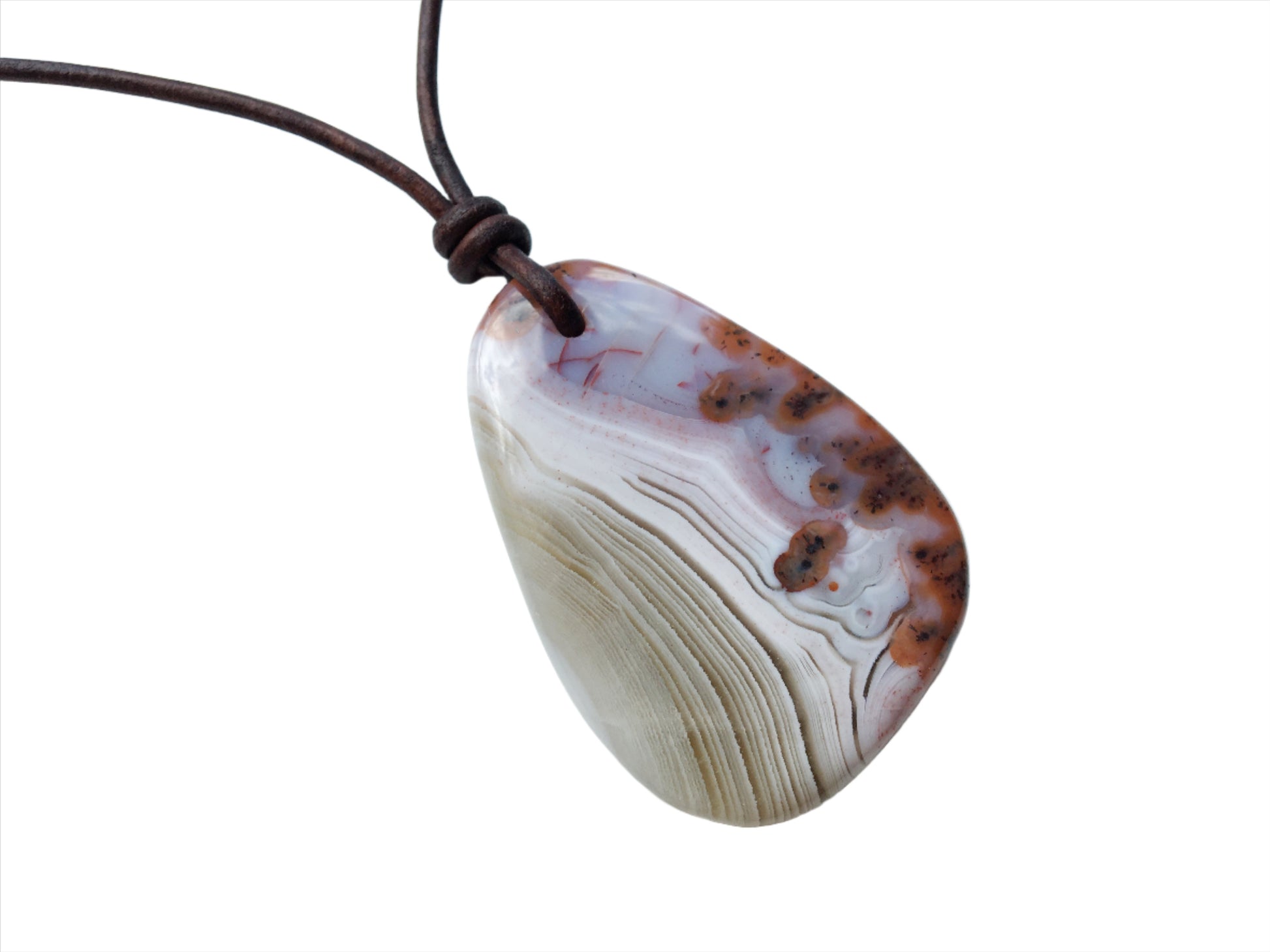 Mystic Chalcedon Kette  Edelstein mit Lederband