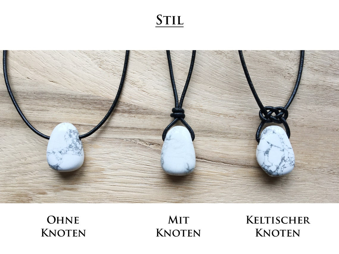 Fuchsit Kette  Edelstein mit Lederband