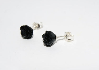 Ohrstecker aus 925 Silber mit Onyx Blüte